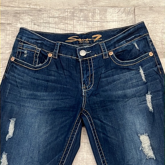 Seven7 Womens Distressed Bootcut Jeans Plus Size 14 RN 109890 Blue - Picture 1 of 16